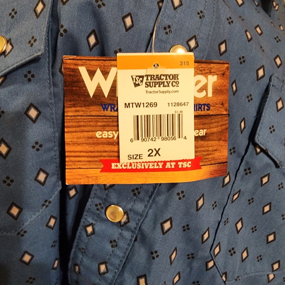 Wrangler Rancher Pearl Button Western Shirt 2XL, NWT - Picture 2 of 7